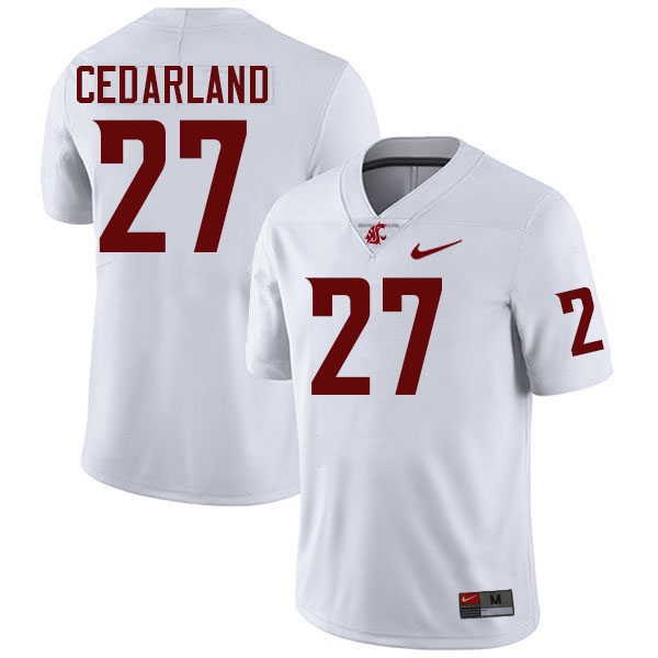 Men #27 Hudson Cedarland Washington State Cougars College Football Jerseys Stitched-White